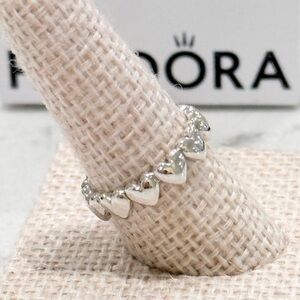 Pandora Sterling Silver Row of Hearts Ring size 4 1/2